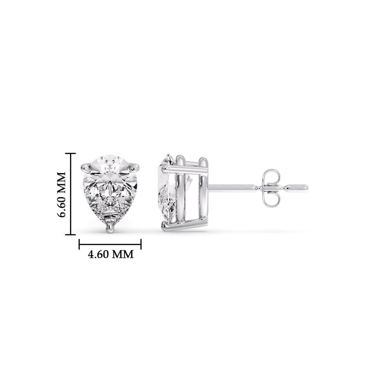 Three-Prong Pear Diamond Solitaire Stud Earrings (1.00ct - 10.00ct)