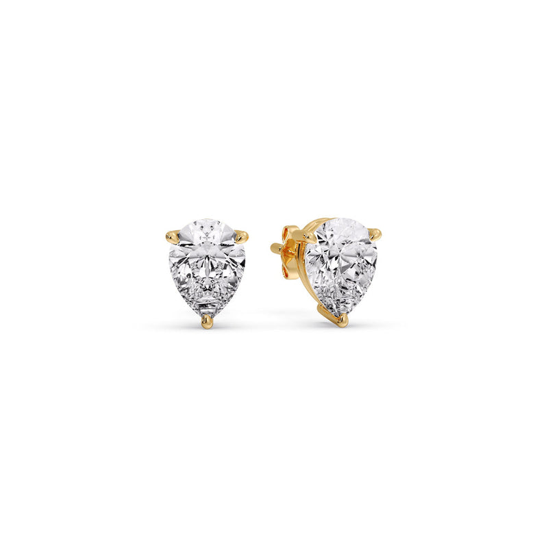 Three-Prong Pear Diamond Solitaire Stud Earrings (1.00ct - 10.00ct)