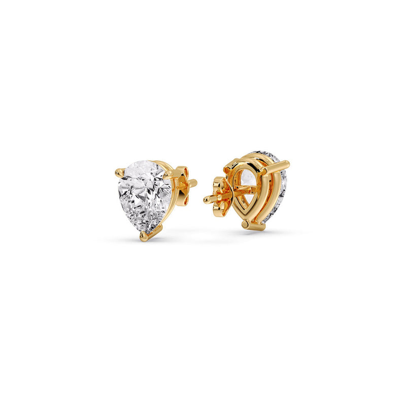 Three-Prong Pear Diamond Solitaire Stud Earrings (1.00ct - 10.00ct)