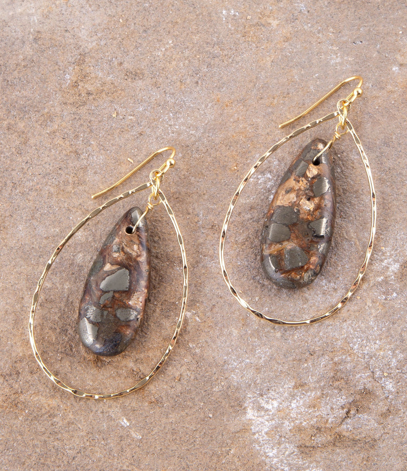 Onyx Matrix Teardrop Statement Earring