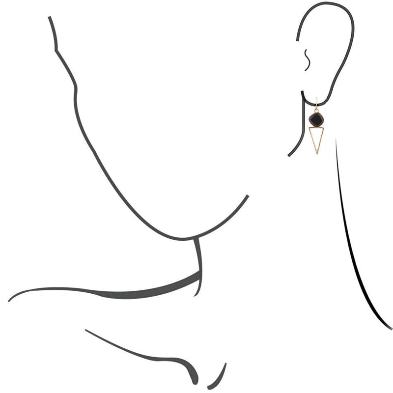Onyx and Bronze Triangle Earrings