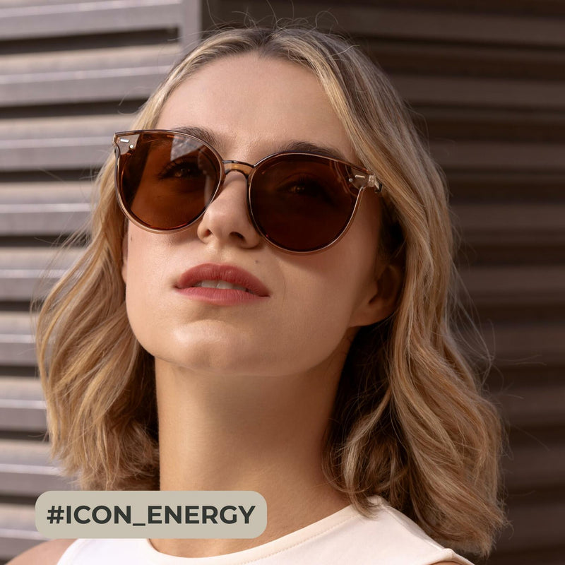 livho Polarized Retro Round Sunglasses Women Dark Tortoise/Brown Size Medium