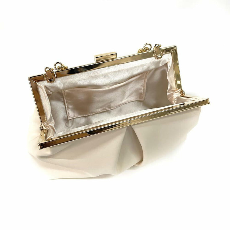 JRNDNIUO PU Leather Beige Clutch Purse Evening Bag for Women
