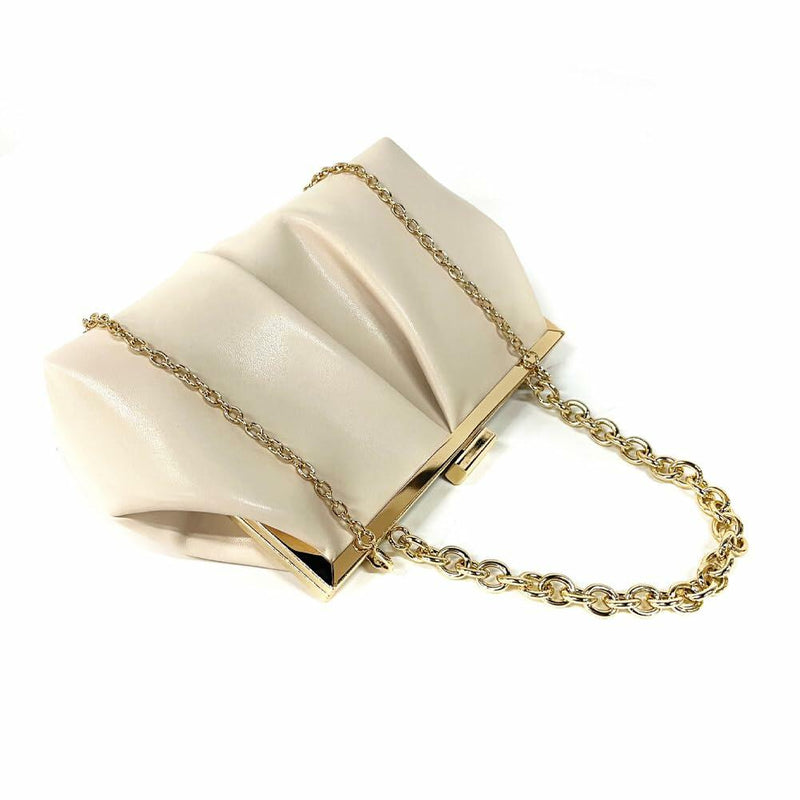 JRNDNIUO PU Leather Beige Clutch Purse Evening Bag for Women