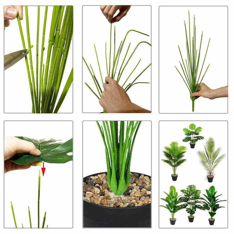 Rozwkeo Artificial Monstera Palm Plant 75cm Green Faux Potted Decor