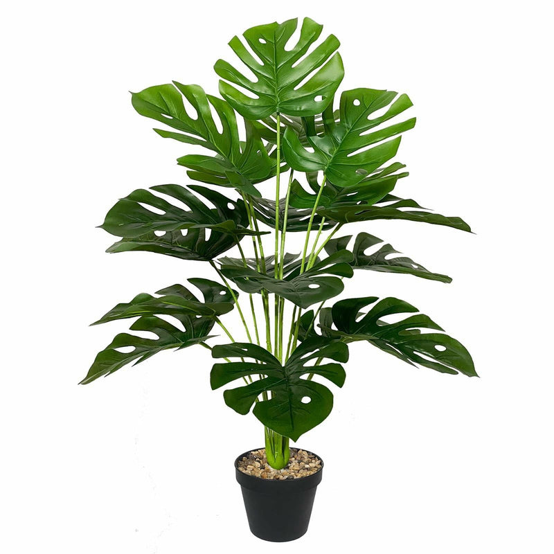 Rozwkeo Artificial Monstera Palm Plant 75cm Green Faux Potted Decor