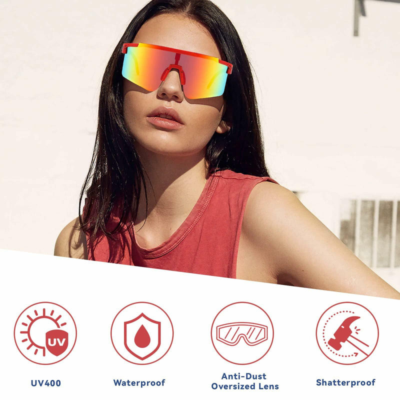 MARIDA UV400 Sports Sunglasses Adjustable Temple Purple Orange Unisex