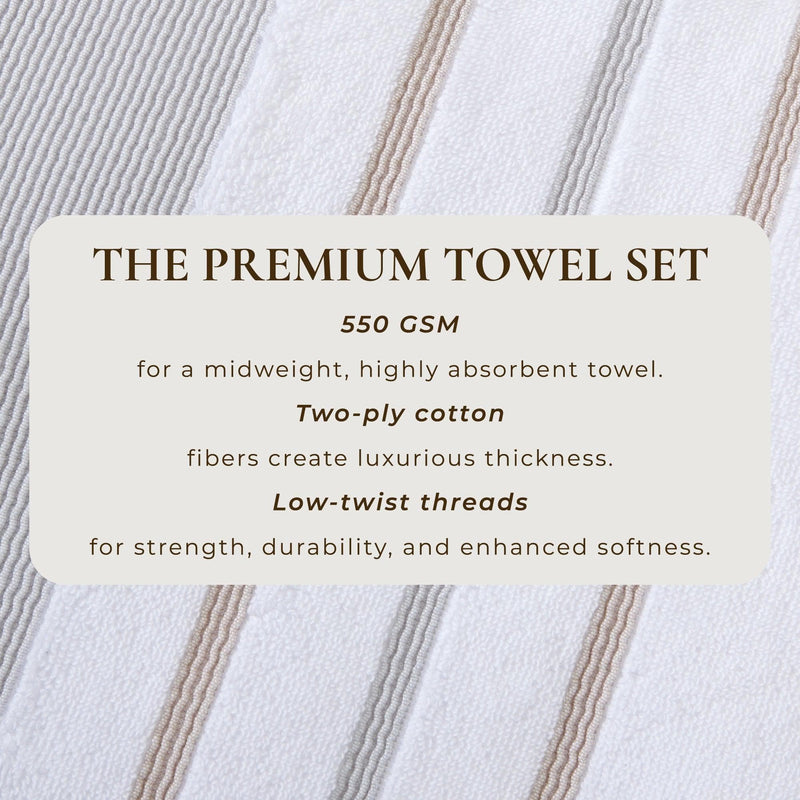Decorative Cotton Stripe Bath Towel Set - Noelle Collection