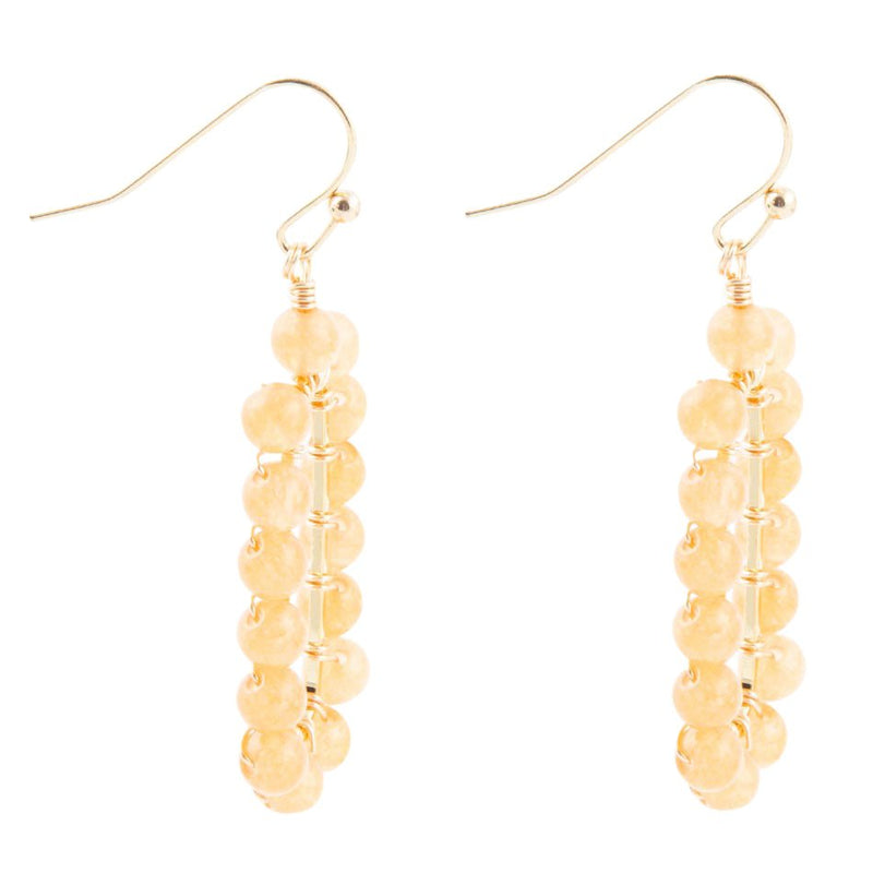 Orange Apricot Jade Endless Golden Loop Earrings
