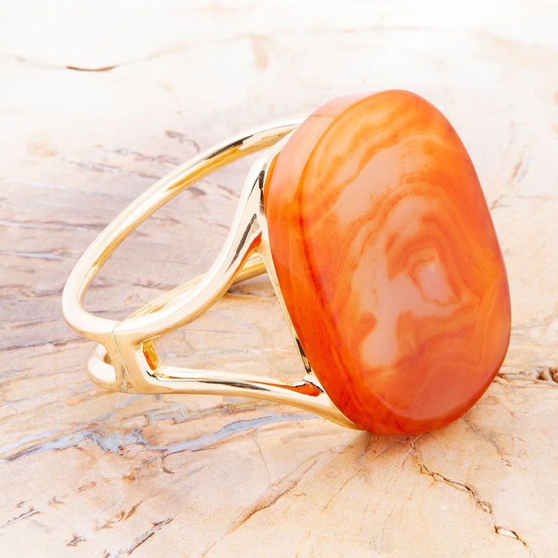 Orange Carnelian Golden Cuff Bracelet