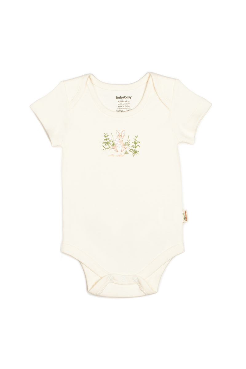 Ecru Bunny Short Sleeve Bodysuit
