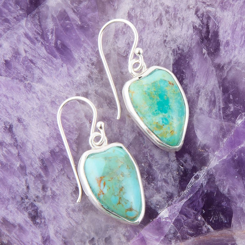 Organic Turquoise and Sterling Silver Drop Earrings