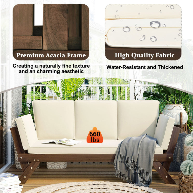 Alora Outdoor Adjustable Wooden Patio Daybed Sofa With Cushions (SAK41345)