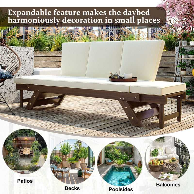 Alora Outdoor Adjustable Wooden Patio Daybed Sofa With Cushions (SAK41345)