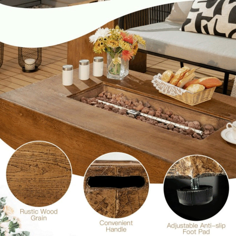 Alora Outdoor Propane Gas Fire Pit Table W/ Lava Rocks & Cover, 50K BTU (SAK94436)