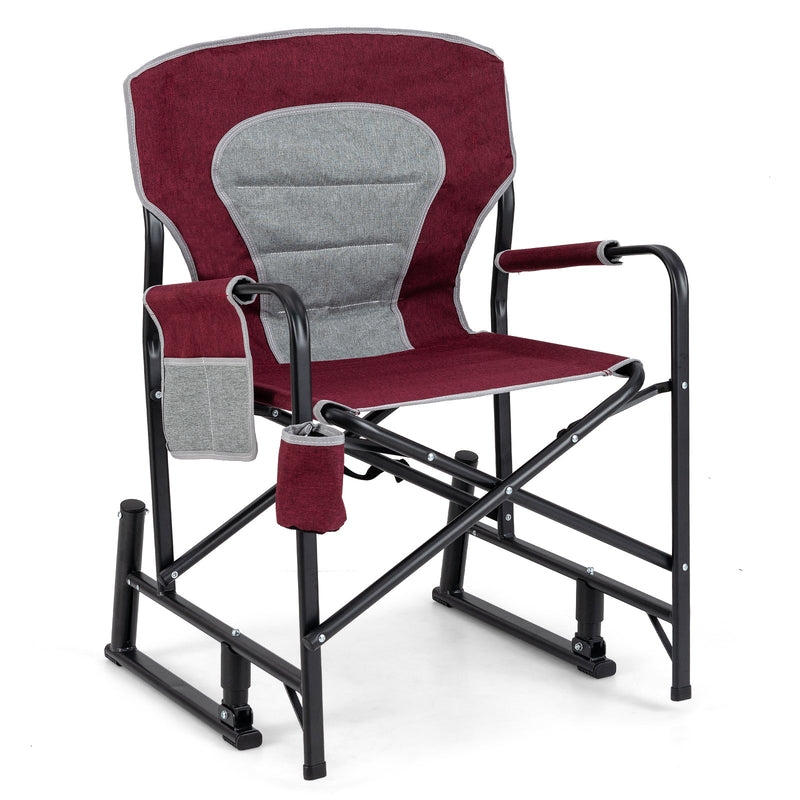 Outdoor Rocker Camping Chair with Dual Springs and Padded Back