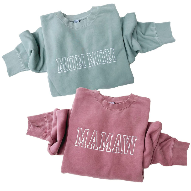 Embroidered PIGMENT Crewneck - OUTLINE NAME - ENTER YOUR CUSTOM NAME! (White Thread)