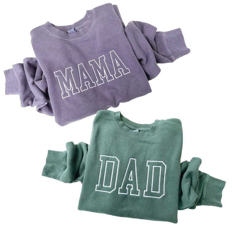 Embroidered PIGMENT Crewneck - OUTLINE NAME - ENTER YOUR CUSTOM NAME! (White Thread)