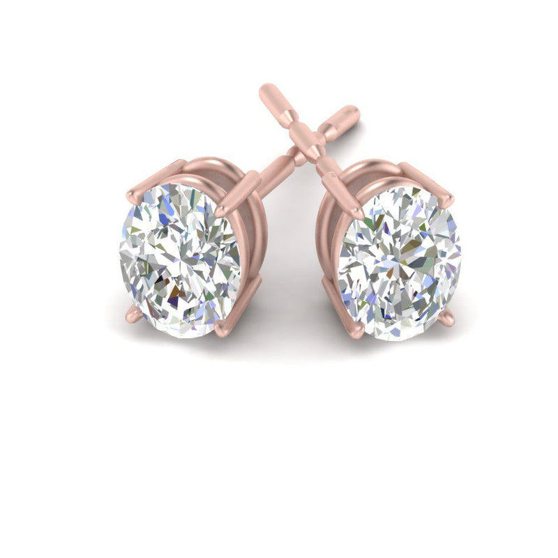 Classic Four Prong Oval Diamond Solitaire Stud Earrings (1.00 Ct - 10.00 Ct)