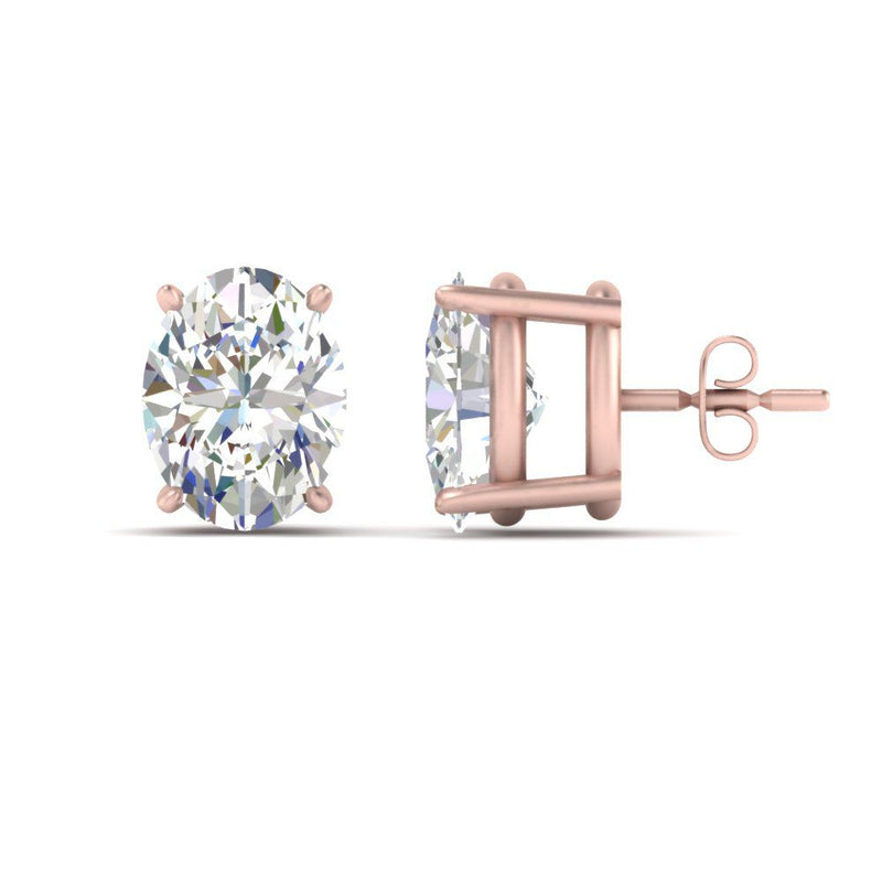 Classic Four Prong Oval Diamond Solitaire Stud Earrings (1.00 Ct - 10.00 Ct)