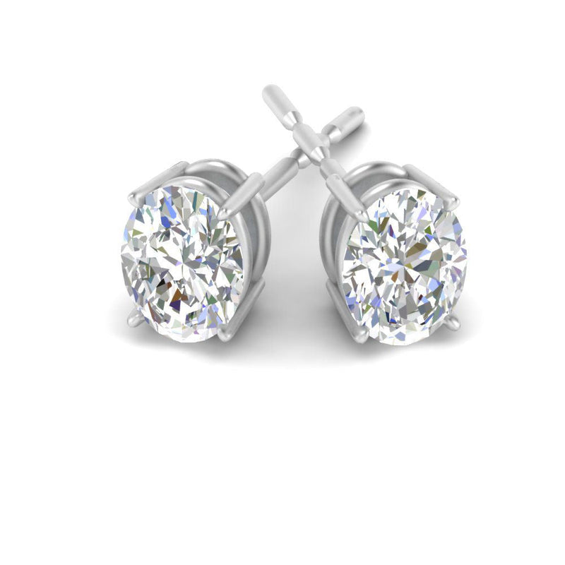 Classic Four Prong Oval Diamond Solitaire Stud Earrings (1.00 Ct - 10.00 Ct)