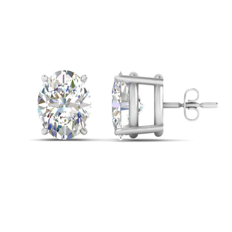 Classic Four Prong Oval Diamond Solitaire Stud Earrings (1.00 Ct - 10.00 Ct)