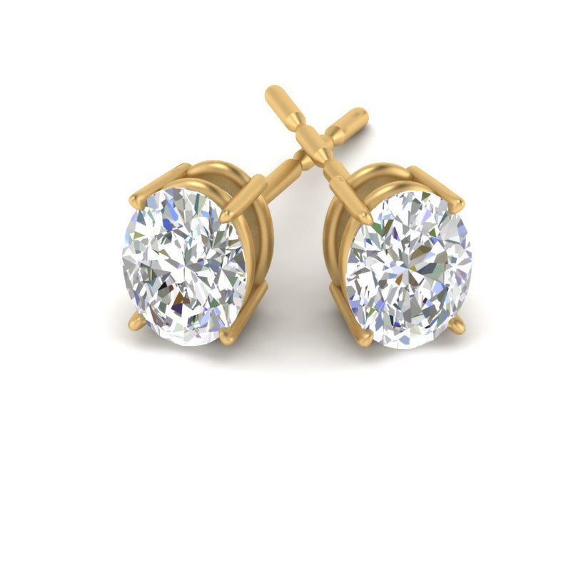 Classic Four Prong Oval Diamond Solitaire Stud Earrings (1.00 Ct - 10.00 Ct)