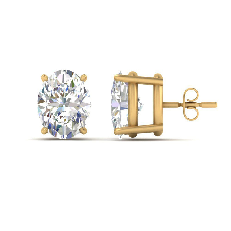 Classic Four Prong Oval Diamond Solitaire Stud Earrings (1.00 Ct - 10.00 Ct)