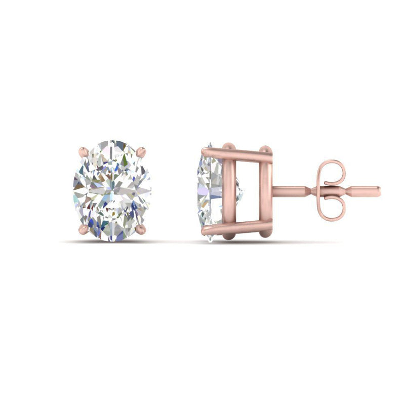 Classic Four Prong Oval Diamond Solitaire Stud Earrings (1.00 Ct - 10.00 Ct)