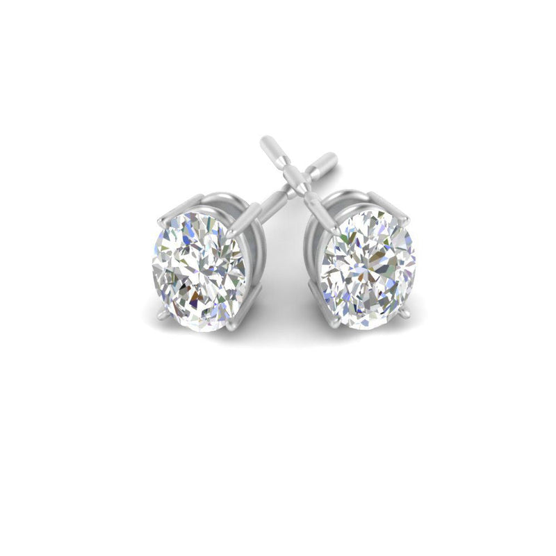 Classic Four Prong Oval Diamond Solitaire Stud Earrings (1.00 Ct - 10.00 Ct)