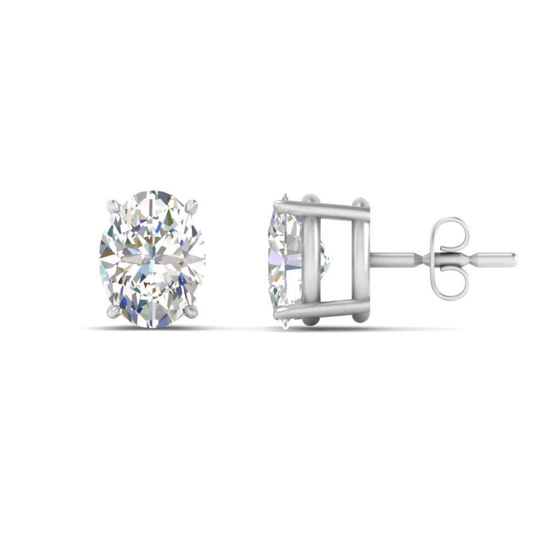 Classic Four Prong Oval Diamond Solitaire Stud Earrings (1.00 Ct - 10.00 Ct)