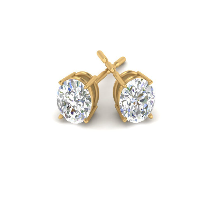 Classic Four Prong Oval Diamond Solitaire Stud Earrings (1.00 Ct - 10.00 Ct)