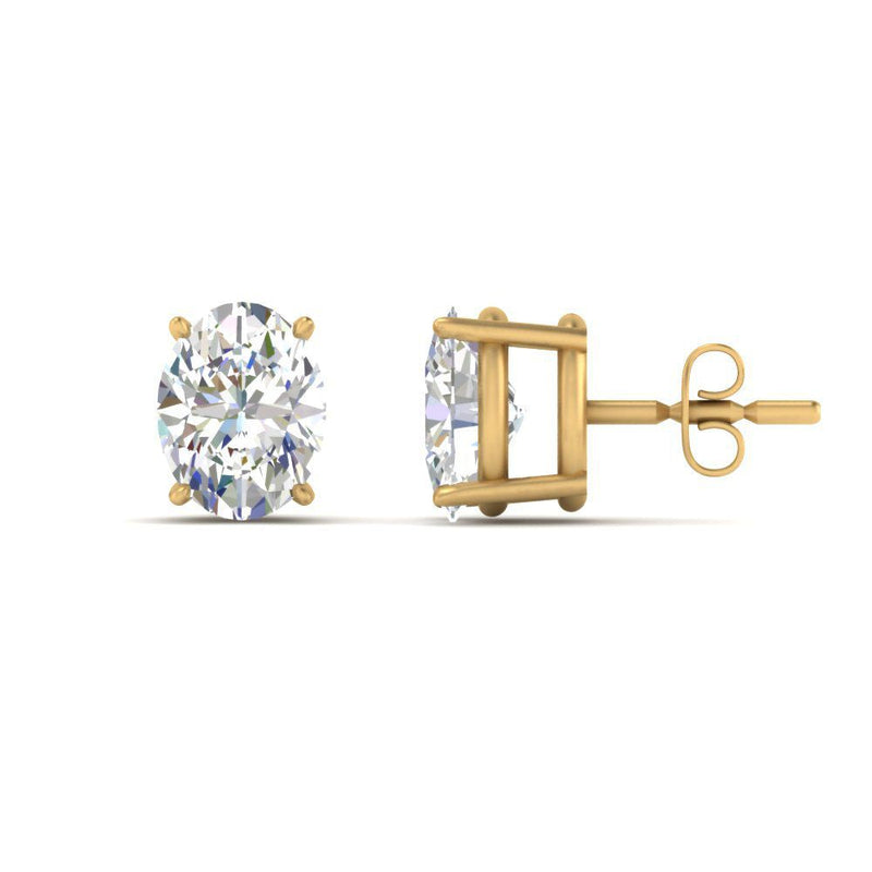 Classic Four Prong Oval Diamond Solitaire Stud Earrings (1.00 Ct - 10.00 Ct)