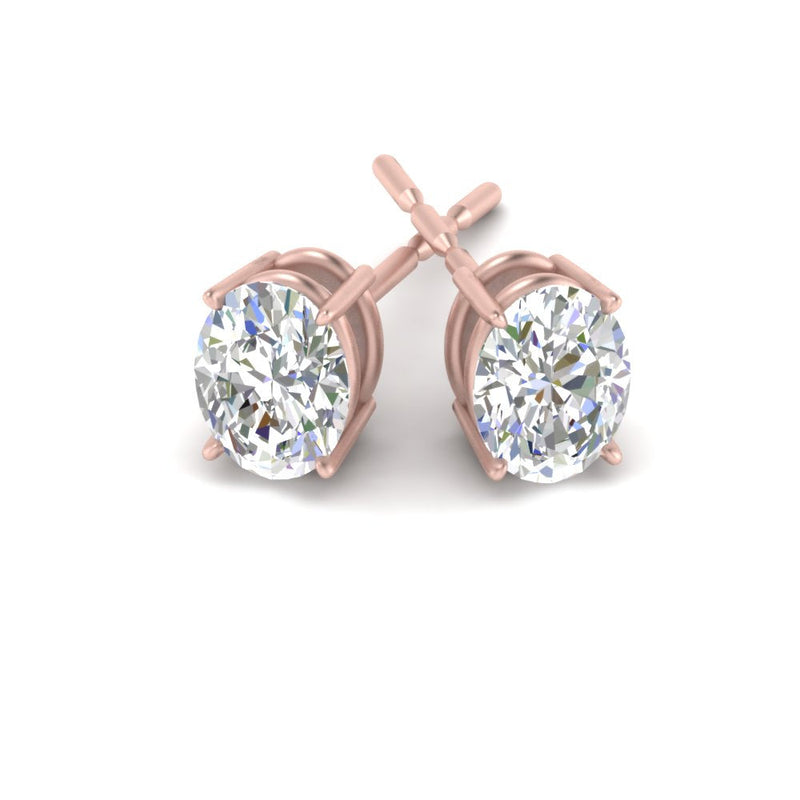 Classic Four Prong Oval Diamond Solitaire Stud Earrings (1.00 Ct - 10.00 Ct)