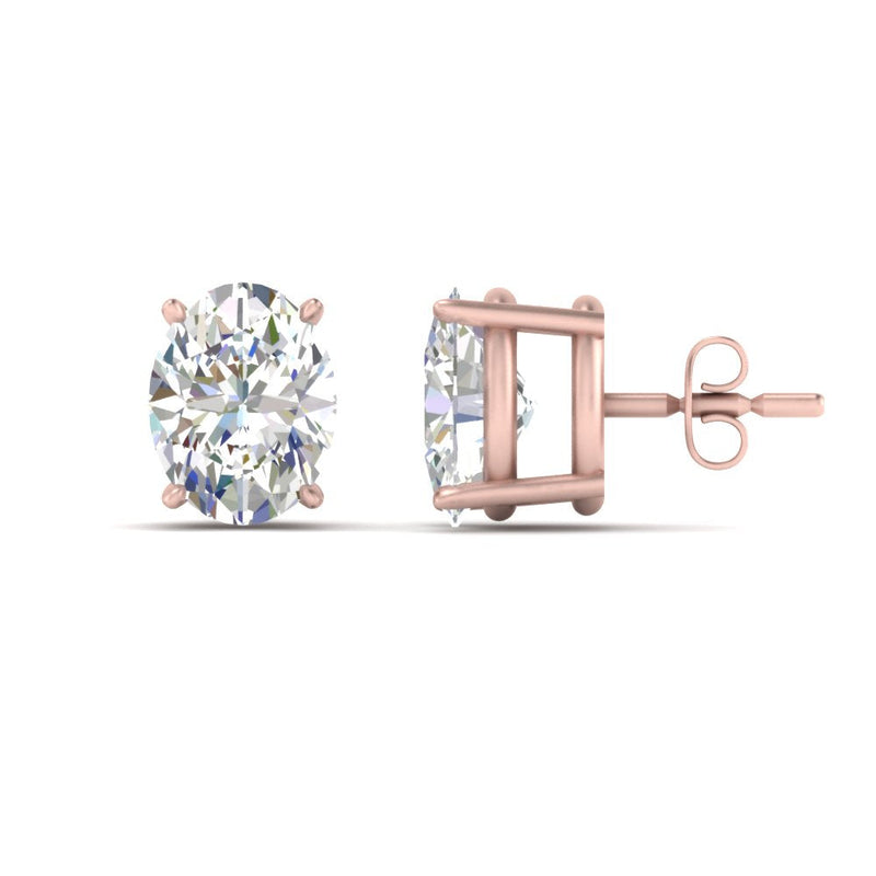 Classic Four Prong Oval Diamond Solitaire Stud Earrings (1.00 Ct - 10.00 Ct)