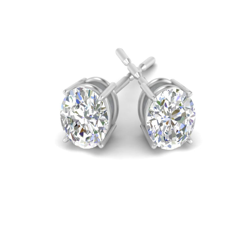 Classic Four Prong Oval Diamond Solitaire Stud Earrings (1.00 Ct - 10.00 Ct)