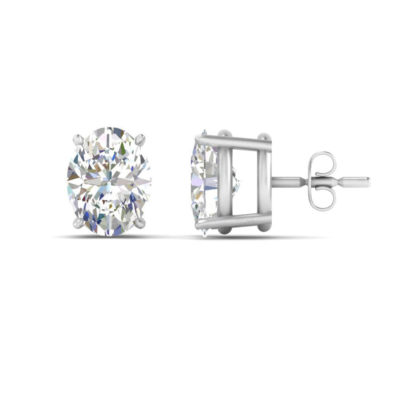 Classic Four Prong Oval Diamond Solitaire Stud Earrings (1.00 Ct - 10.00 Ct)