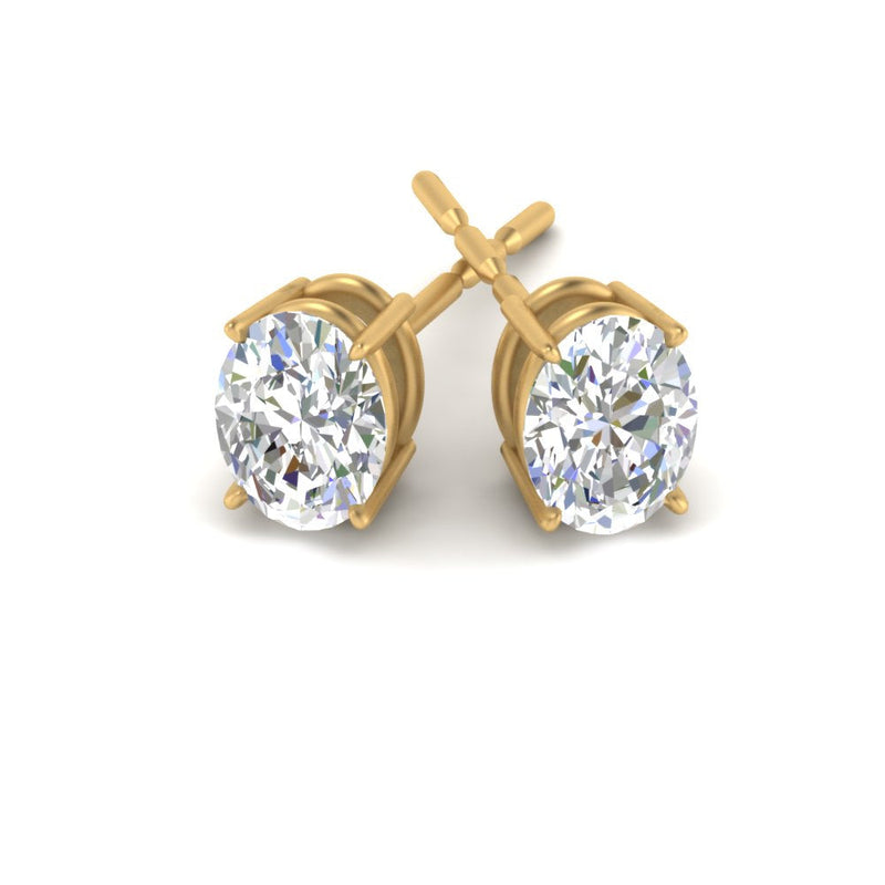 Classic Four Prong Oval Diamond Solitaire Stud Earrings (1.00 Ct - 10.00 Ct)