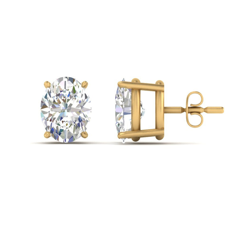 Classic Four Prong Oval Diamond Solitaire Stud Earrings (1.00 Ct - 10.00 Ct)