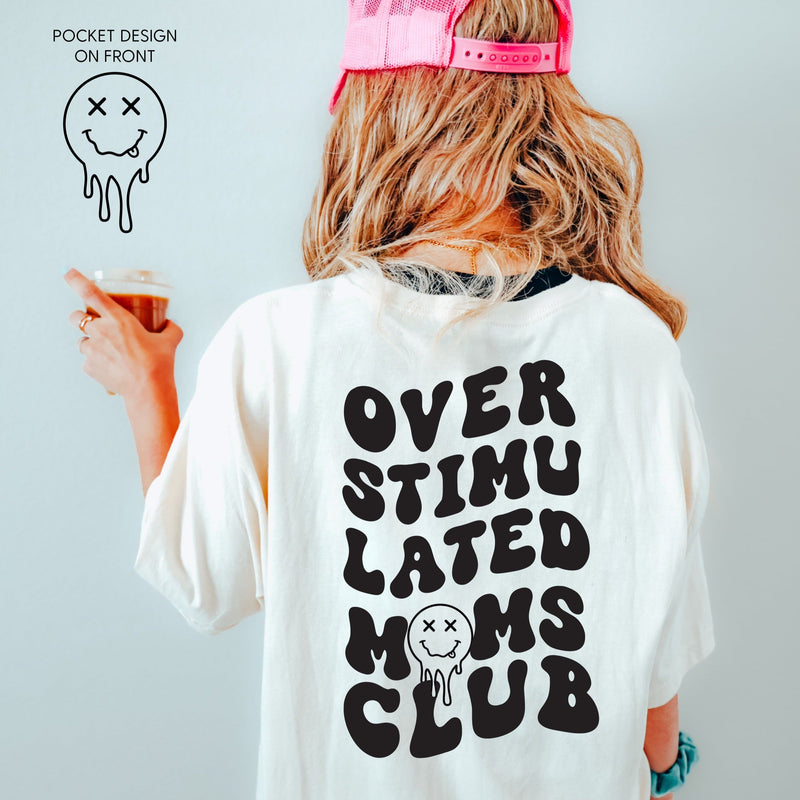 Melting Motherhood - Overstimulated Moms Club - (w/ Melty X Squiggle Smiley) - Comfort Colors Tee