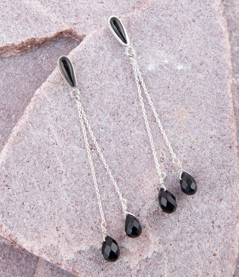 Palios Black Onyx Cascade Post Earrings