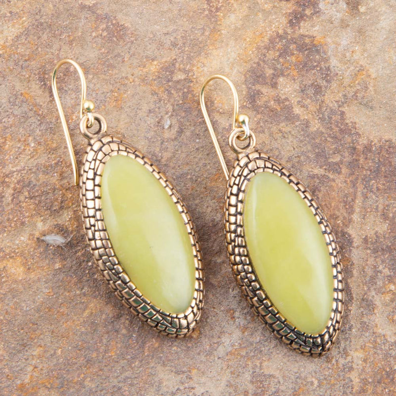 Palios Green Jade Drop Earrings