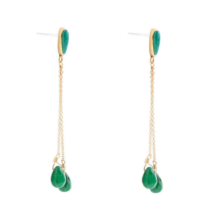 Palios Green Onyx Cascade Post Earrings