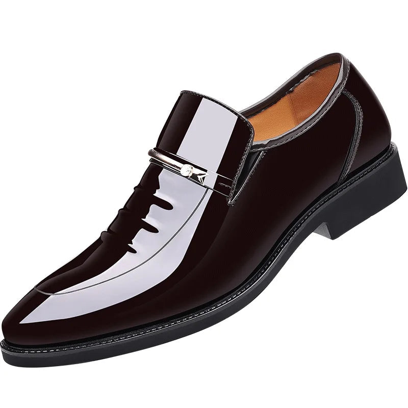 Patent Leather Shoes for Men Business Shoes Casual Point Toe Slip on Loafers for Men Luxury Party Wedding Plus Size Shoes