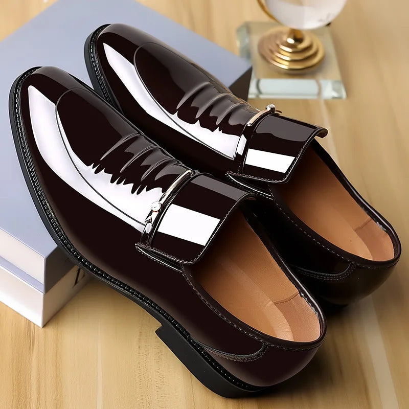 Patent Leather Shoes for Men Business Shoes Casual Point Toe Slip on Loafers for Men Luxury Party Wedding Plus Size Shoes