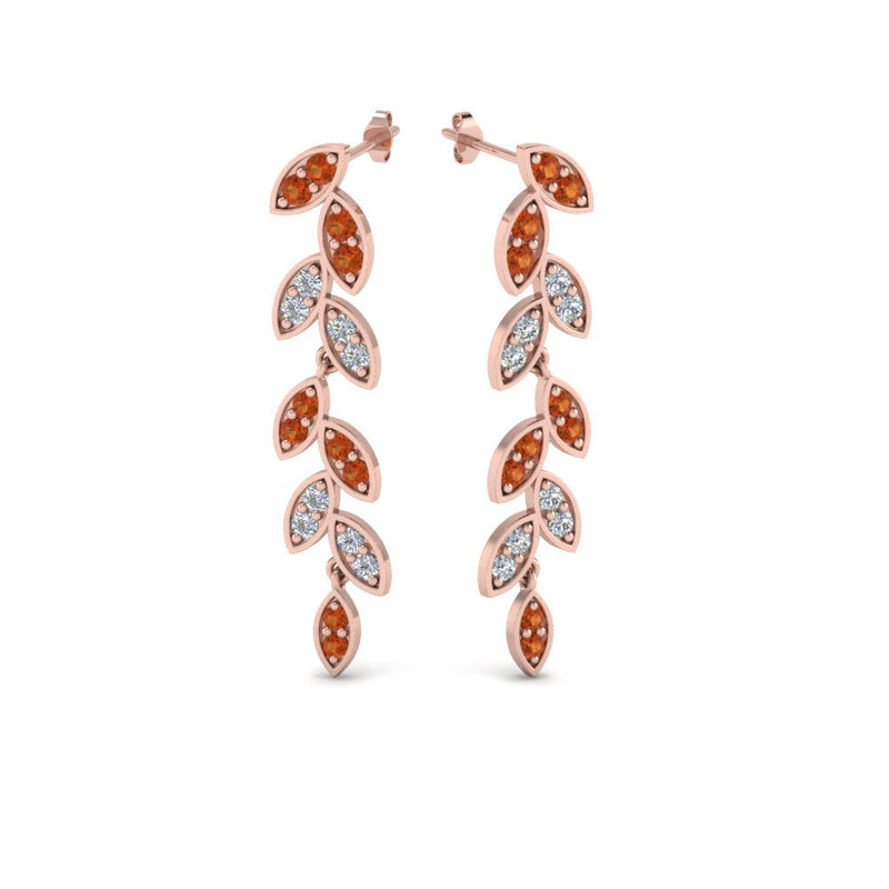 Pave Diamond Leaf Drop Earring