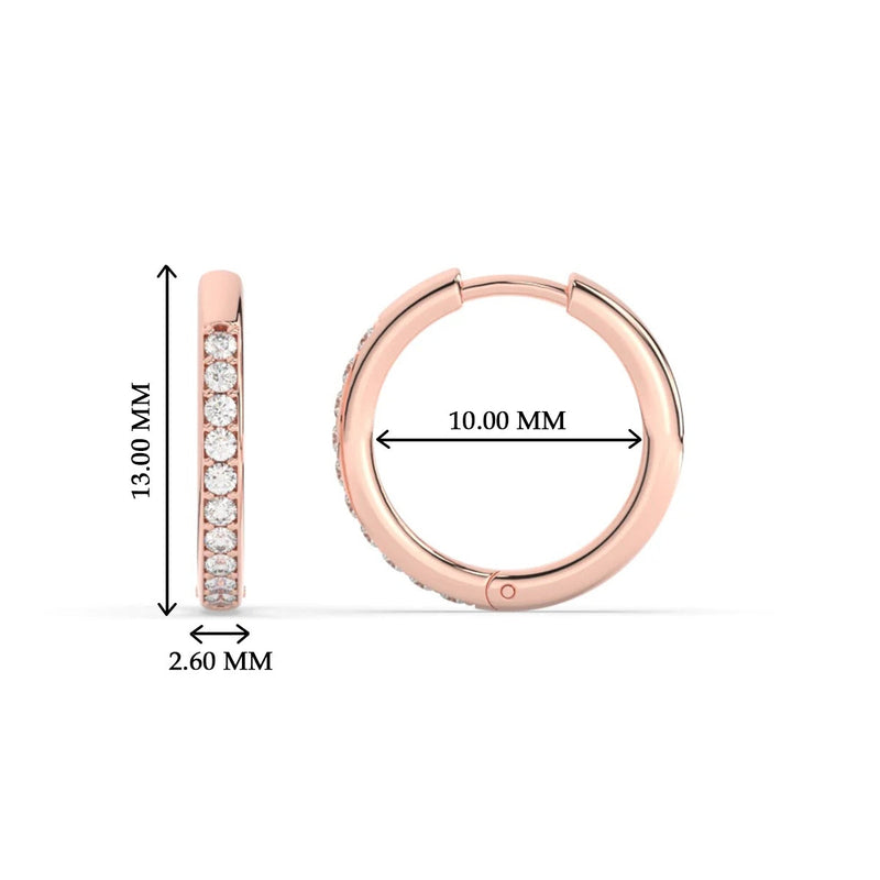 Pave Set Round Diamond Hinged Hoop Earrings