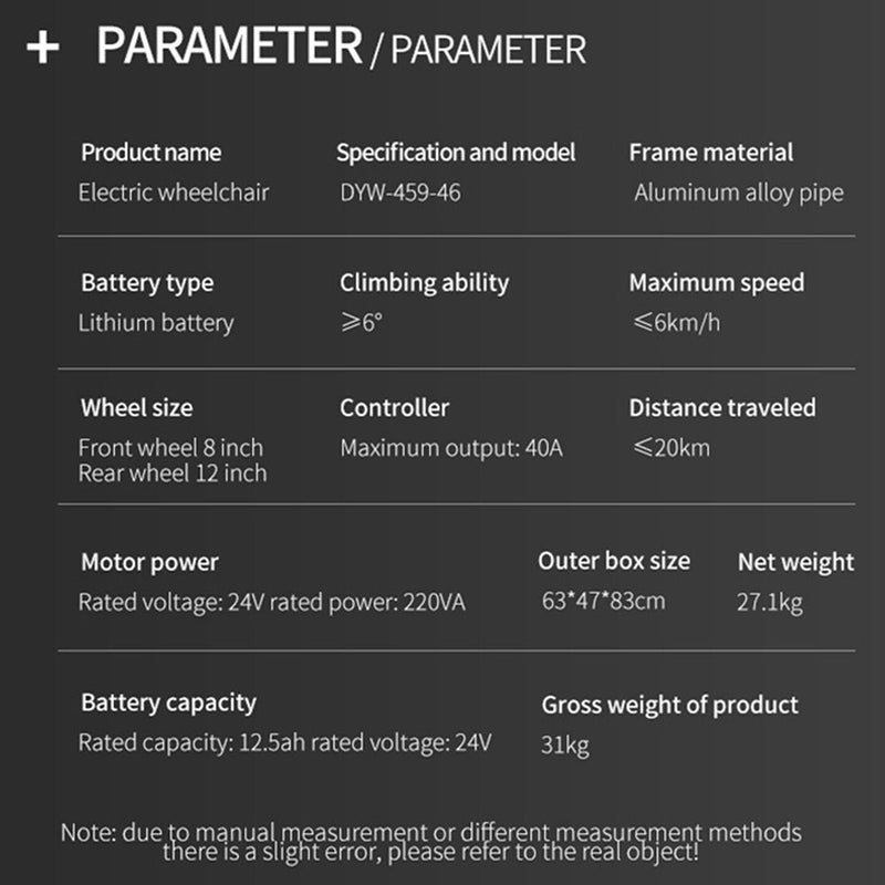 PCMOS DYW459 500W Portable Electric Lightweight Motorized Wheelchair (SAK74312)