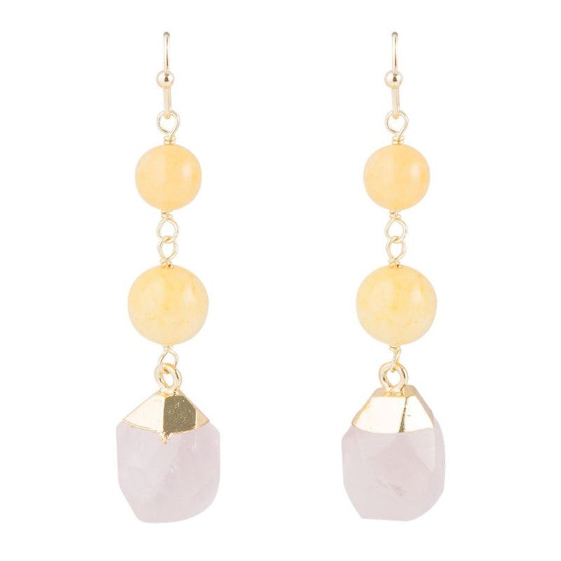 Peaceful Pastel Drop Earrings - Pink & Yellow