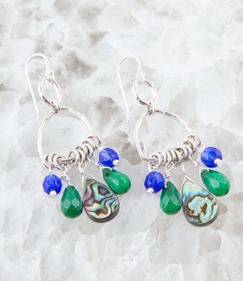 Peacock Abalone Drop Earrings